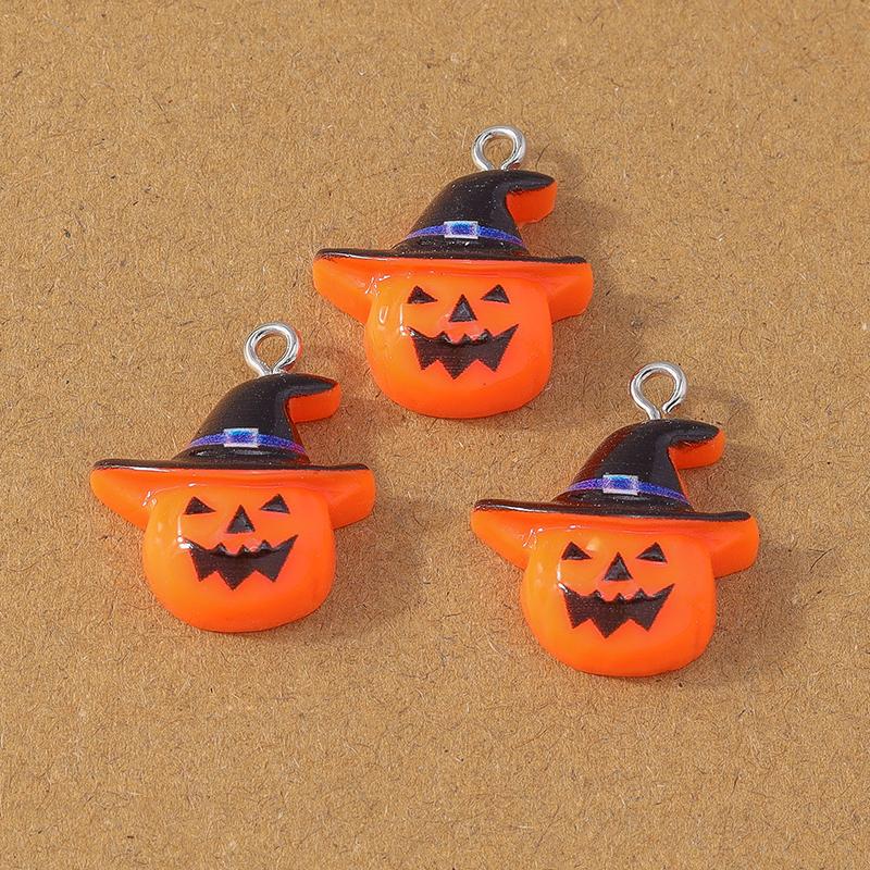 10pcs Cute Resin Halloween Charm Bat Ghost Pumpkin Pendants for Earrings Necklace DIY Bracelet Jewelry Making Accessories