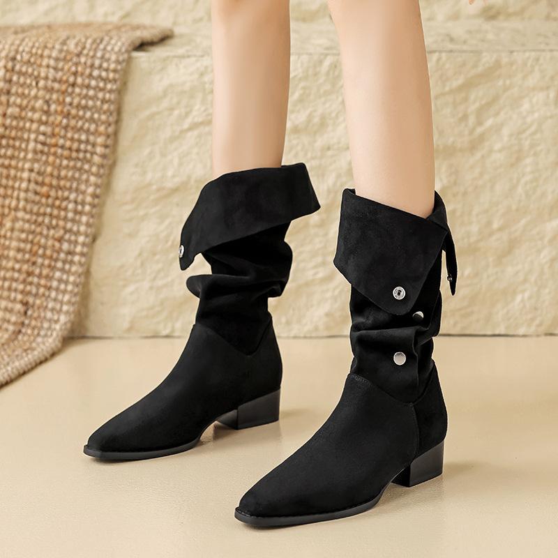 Augustine boots women's autumn 2025 new retro British French pointed high fashion boots tide