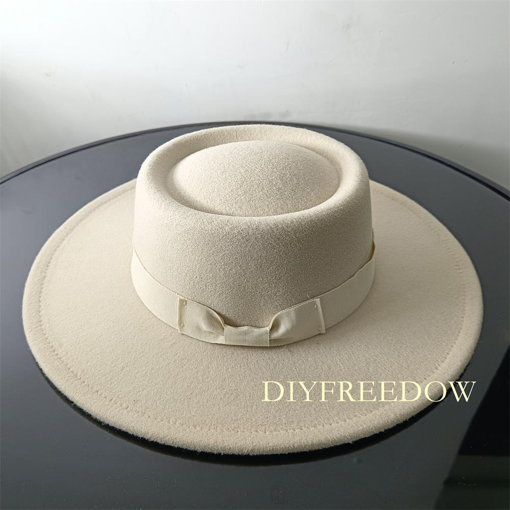 Fedora Hat for Women Men Flat Top Concave Design Autumn Winter Bow Tie Jazz Hat Colorful Unisex Fedora Wide Brim Hat Panama 2022