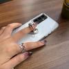 Luxury Bling Rhinestone Heart Ring Bracket Clear Phone Case for Samsung Galaxy S21 Ultra Stand Cover