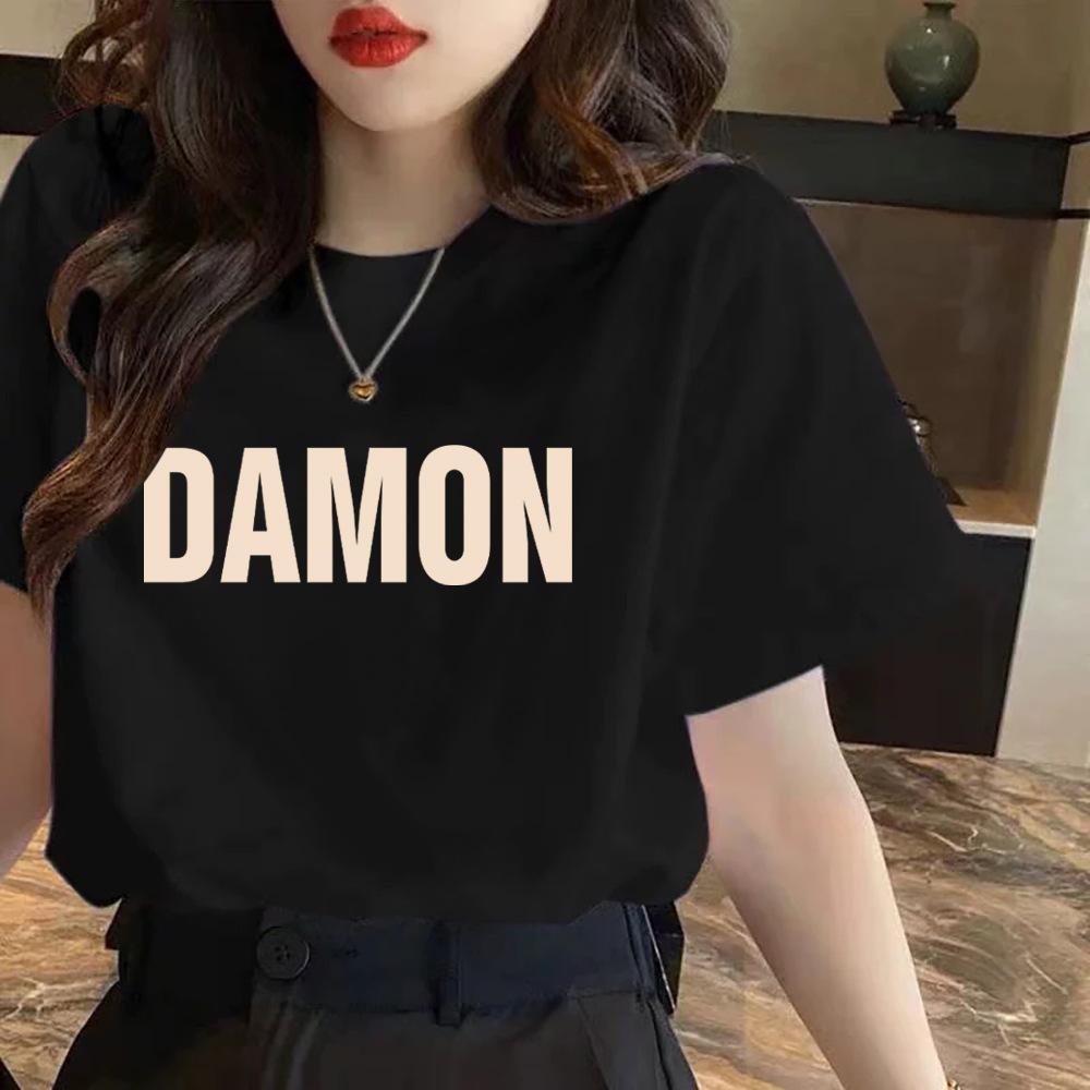 Kurzarm-T-Shirt aus reiner Baumwolle für Damen im Sommer. Neues bedrucktes, schulterfreies Kurzarm-T-Shirt mit Rundhalsausschnitt.