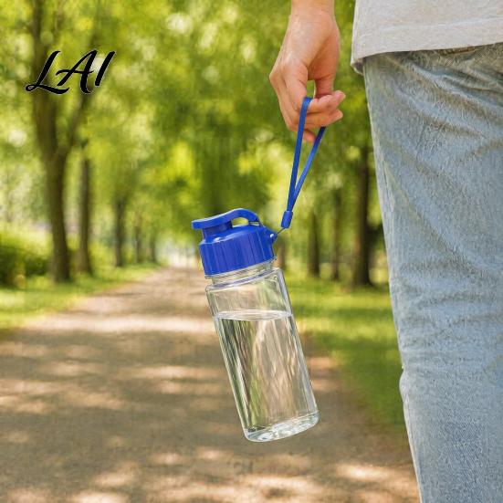Outdoor Camping Water Bottle Sports Bottle with Flip Lid And Lanyard Portable Leak-proof PET Everyday Hydration Cup Lightweight Fitness Jug,