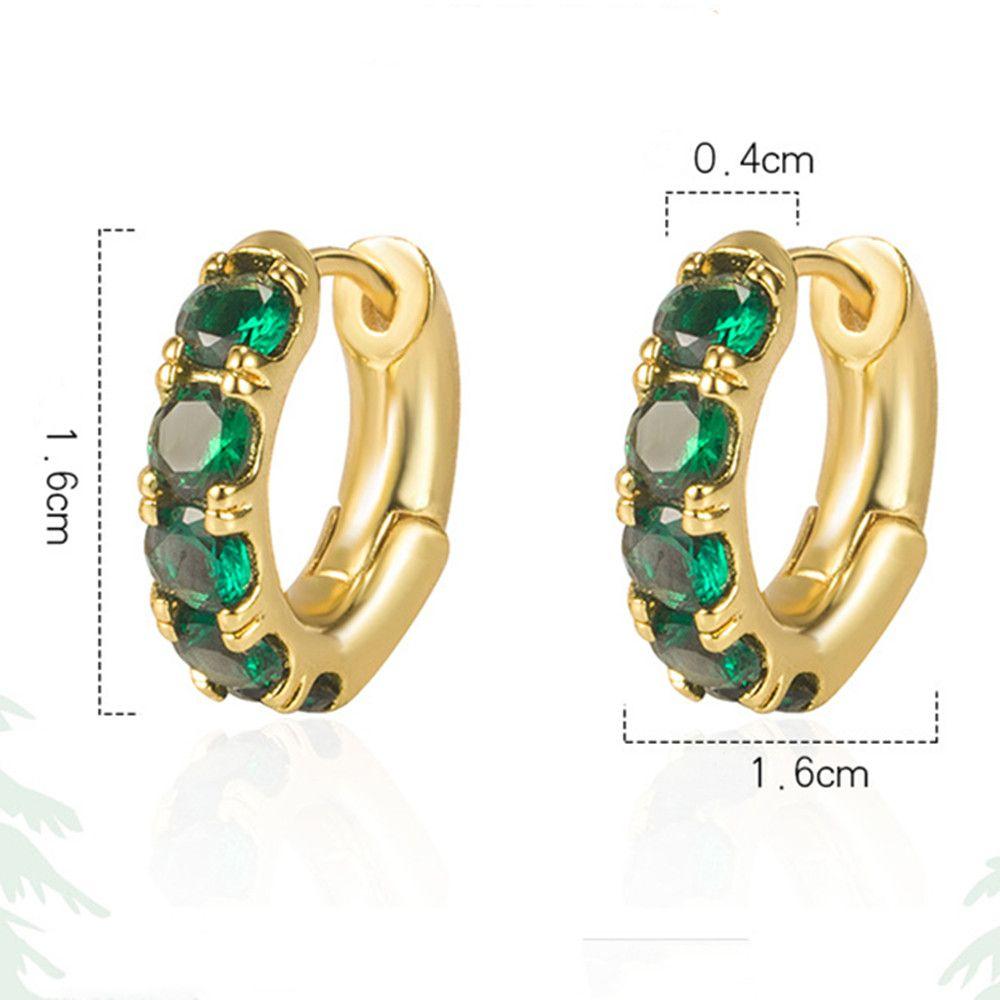 Green Huggie Hoop Earrings Round Hoop Earrings Emerald Green Hoop Earrings Circular Earrings