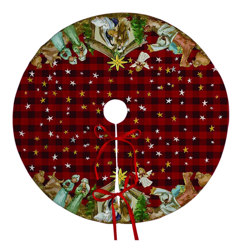 1 Stück Weihnachtsbaumdecke Rot Golden Feiertagsdekorationen mit wärmenden Sternen, strapazierfähiges Polyestergewebe für drinnen und draußen Weihnachtsbaum Zuhause