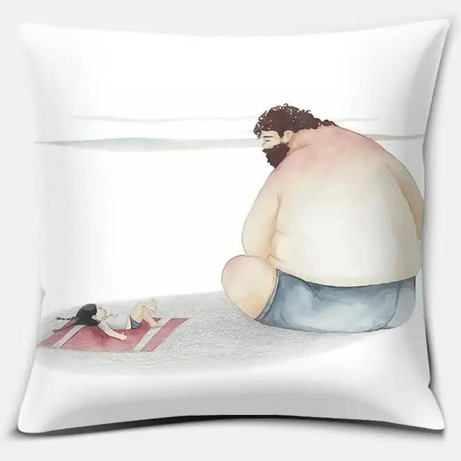 Watercolor Warm Family Series Pillow Gift Home Office Decoration  Bedroom Sofa Car Cushion Cover case