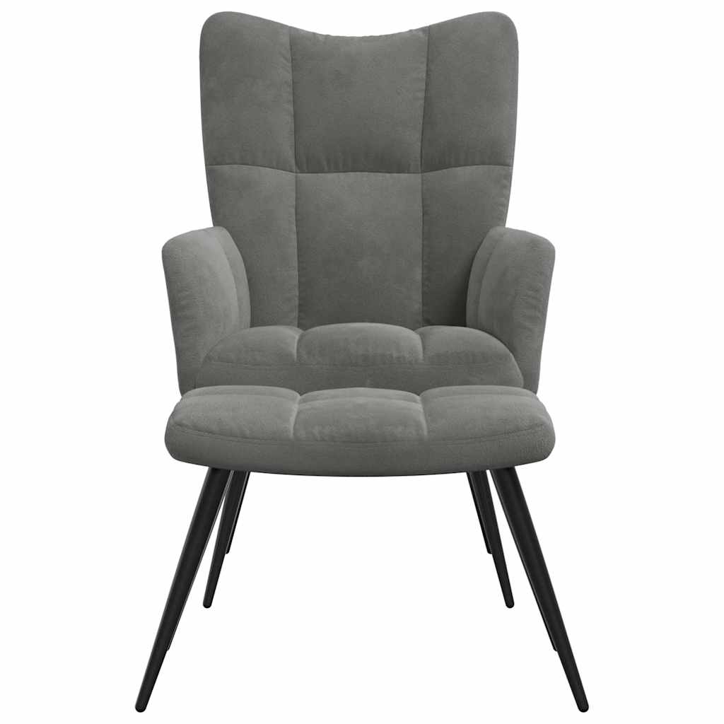 Relaxation Armchair with Footstool Dark Grey Velvet