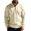Men S Casual Zip Stand Collar Fleece Solid Color Sweatshirt