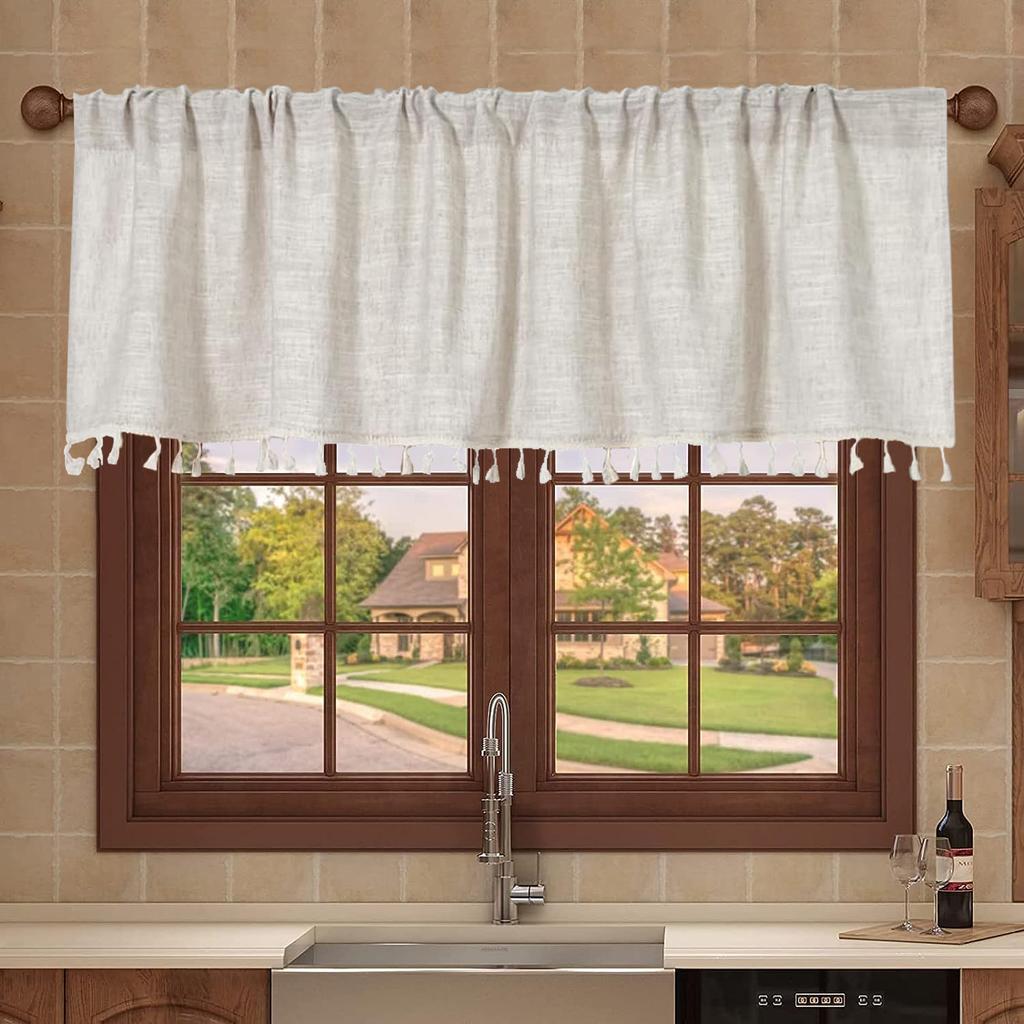 Hot-Selling American Country Short Curtain Solid Color Kitchen Curtain Cabinet Half Curtain Free Punching Cotton And Linen Curtain Head Coffee Curtain