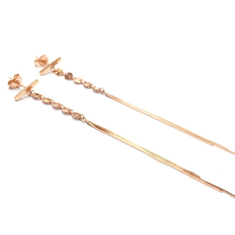 Purple Gold-Plated Rose Gold Disc Snake Bone Temperament Fringed Fashion Foreign Style Long Earline Women