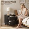 Bedside Cabinet Bedside Table With 2 Drawers Storage And Steel Legs For Bedroom Living Room Black