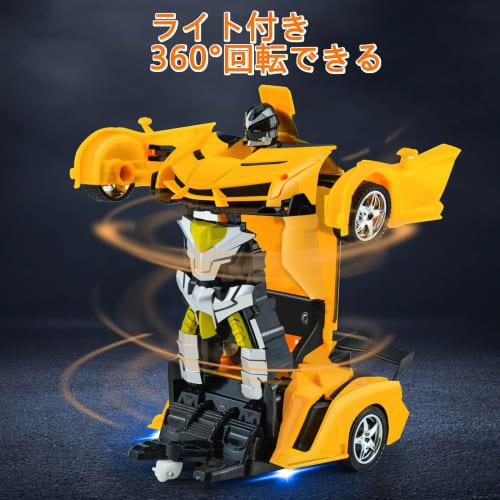 Transforming Robot Car, Stunt Car, Electric RC Car with LED Lights, 360-Degree Rotation, Model Car, Kids' Toy, Birthday, Christmas Gift (Yellow)