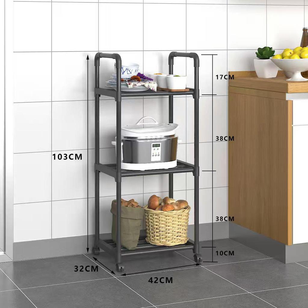 Multi-Layer Floor-Standing Metal Storage Rack for Kitchen and Bathroom