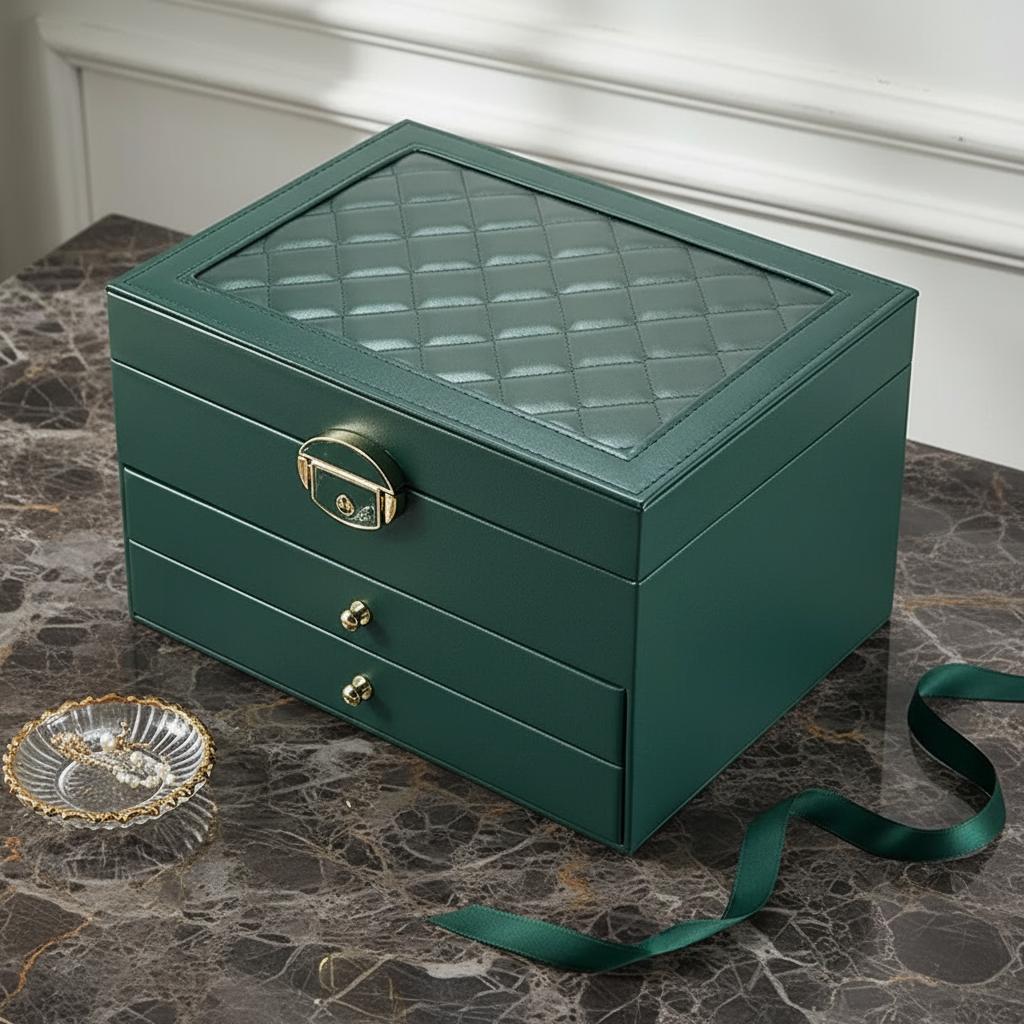 High-End Multi-Layer Drawer-Type Jewelry Box Household Large Capacity Earring Storage Organizer with Oxidation Finish