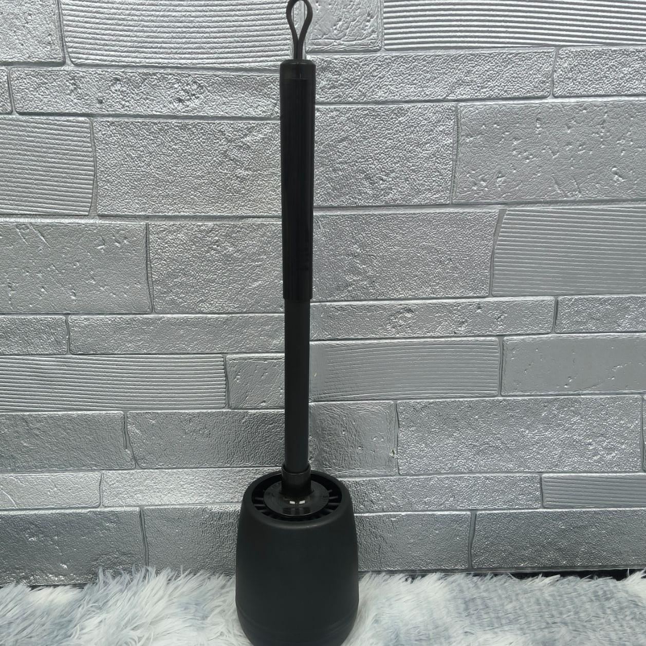 Long-Handle Wall-Mounted Round Head Toilet Brush with Gel Head чёрный