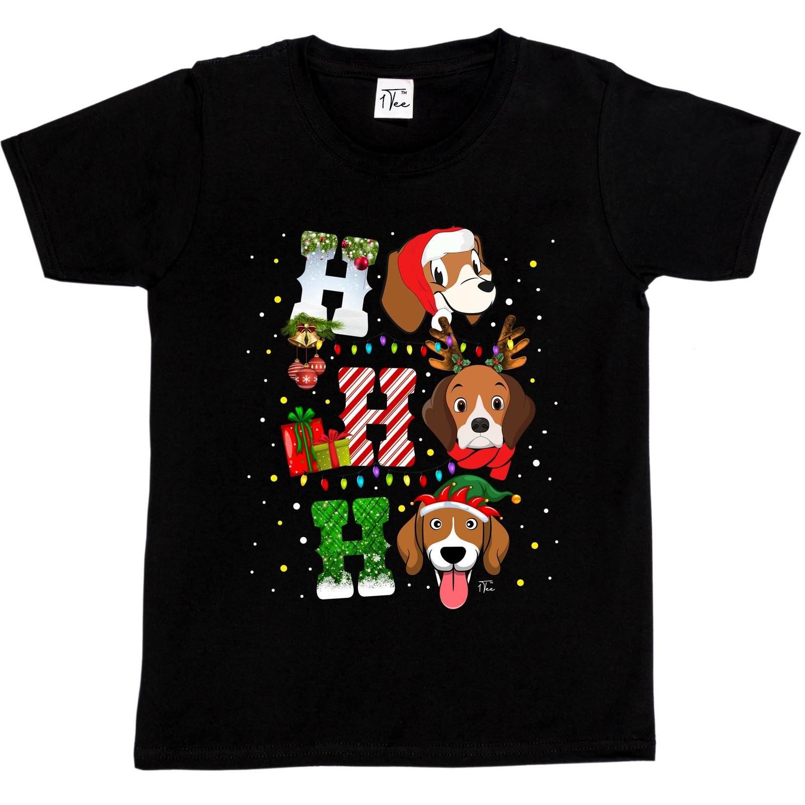 1Tee Kids Boys Ho Ho Ho Festive Dogs Christmas T-Shirt XXXXL