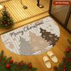 1Pcs Brown Xmas Tree Semi Circle Welcome Doormat Non-Slip for Outdoor Patio Porch Kitchen Bathroom Entryway Floor Mat
