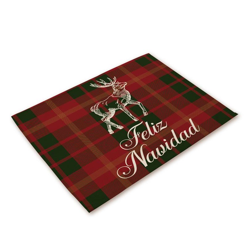 Western Style Stain-Proof Linen Placemat - Heat-Insulating and Decorative Christmas Table Mat
