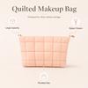 Puffer Makeup Bag Quilted Cosmetic Pouch Large Capacity Travel Organizer with Zipper Partition for Women Beauty Accessories