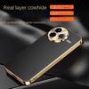 First Layer of Cowhide Lychee Texture Electroplated Frame Case For Poco F7 Ultra F7 Pro POCO X7 Pro F6 Pro F5 Lens Protect Cover