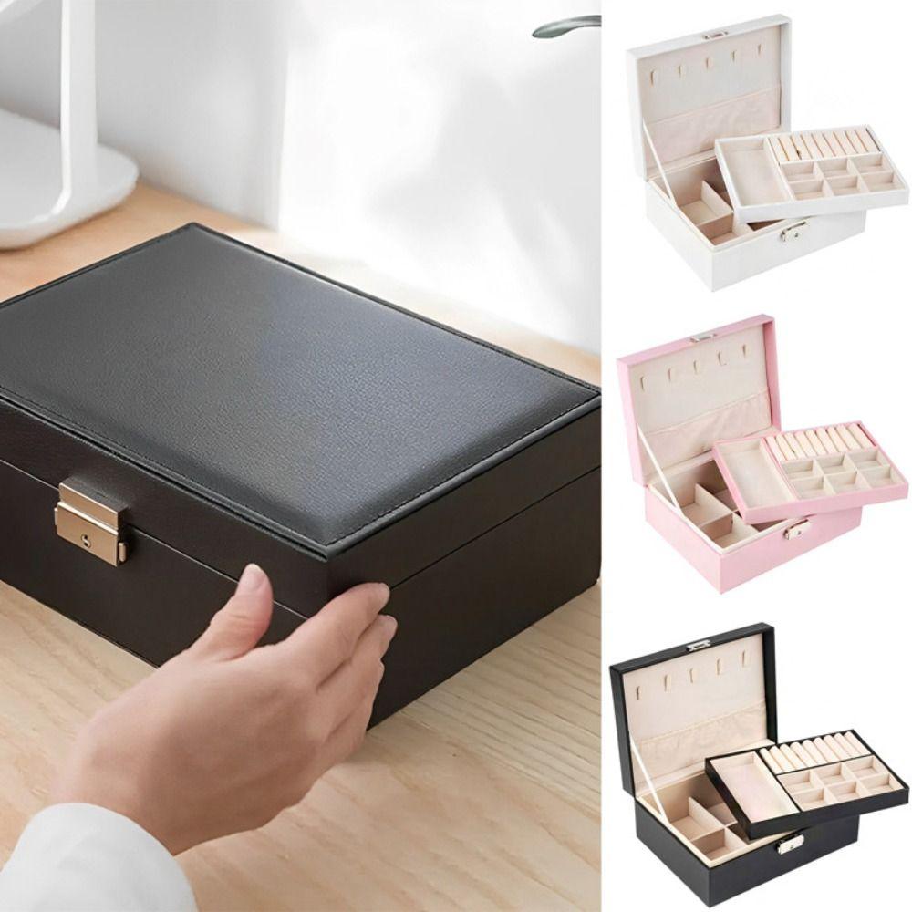 Large Capacity Jewelry Organizer Subzone Jewelry Display Holder Pu Leather Jewelry Box  Gift