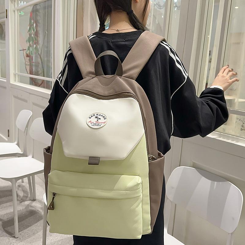 Niche Lightweight Casual Simple Fashionable Contrasting Versatile Schoolbag Junior High School College Backpack