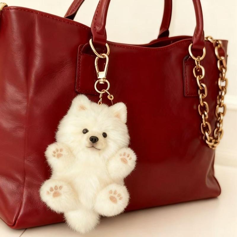 Cute Smiling Samoyed Pet-shaped Plush Keychain Can Be Hung on Bags and Keys, a Little Gift for Valentine's Day and Birthdays Gift
