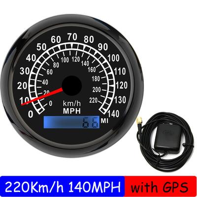 ZMFJH 85MM GPS-Tachometeranzeige mit GPS-Antenne 0-220KMH, 0-140MPH Geschwindigkeitsmesser für Marineboot Yacht Auto 12V24V