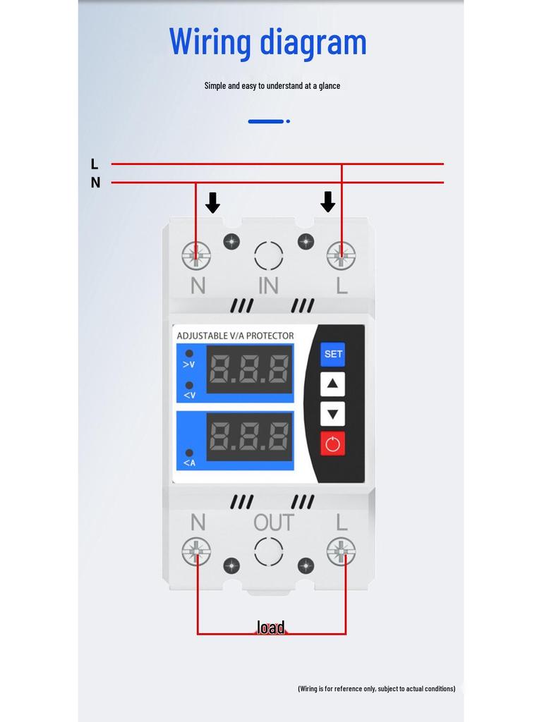 Adjustable Single-Phase DIN Rail Voltage Protector with Digital Display 220V 63/80/100A