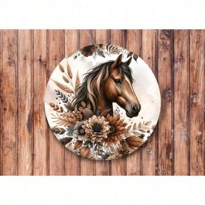 BOHO Floral Horse Metal Wall Sign Vintage Tin Art Home Decor Farmhouse Living Room Bedroom Kitchen Bathroom