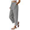 Women High Waist Vertical Stripe Loose Fit Casual Pants Lightweight Elastic Waist Straight Leg Trousers for Daily Wear