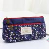 Flower Double Zipper Pencil Bag Children Students Pen Case Stationery Cosmetic Pouch