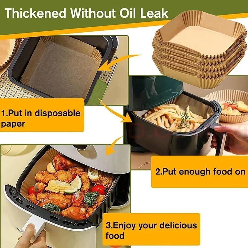 Frytkownica Powietrzna Jednorazowy Papier Pergaminowy Celuloza Drzewna Parowar Akcesoria do Frytkownicy Powietrznej Papier do Pieczenia do Frytkownicy Powietrznej