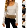 Women's Fashionable And Casual Solid Color Long Sleeve  Fleece Lined Base Layer Top