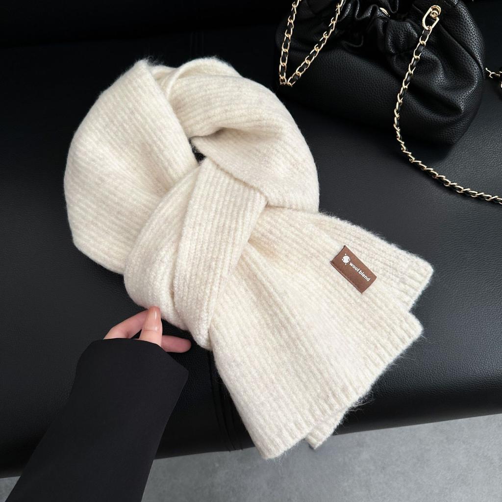 Romantic Solid Color High End New Small Scarf for Women in Winter Korean Atmosphere Student with Wool Scarf for Men