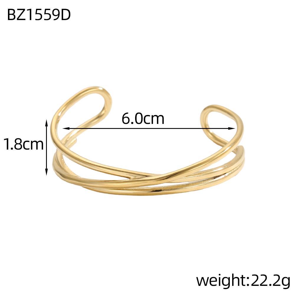 CARLIDANA Chunky Bangle Gold Plated Irregular Jewelry Geometric Stainless Steel Open Cuff Bangle Tarnish Free Waterproof Jewelry