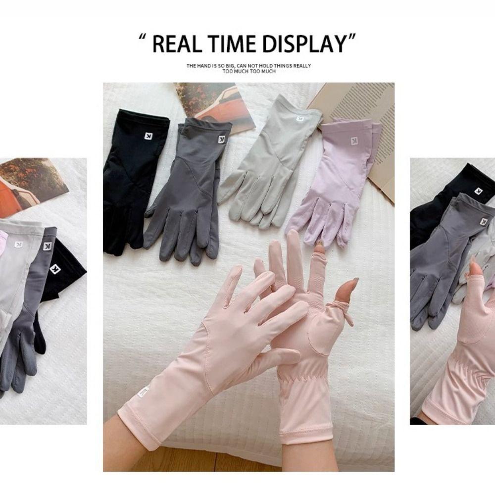 Non-slip Anti-UV Gloves Thin Riding Mittens Summer Ice Silk Gloves for Women Lady