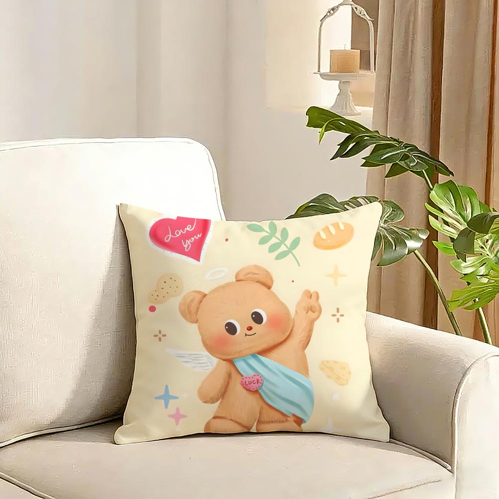 Butterbear Cushion Cover Reversible Plush Pillow Cover Soft Fluffy Home Decor for Sofa Bedroom