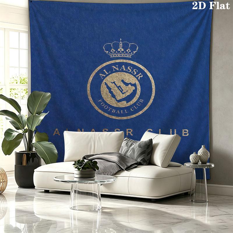 Al-Nassr FC Wandteppich Ästhetischer Wandbehang Bedruckter Stoffdecke Dekorative Wandteppiche für Schlafzimmer Wohnzimmer Heimdekoration