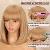 MISSQUEEN Short Straight Bob Wigs with Bang Blonde Golden Brown Natural Synthetic Hair for Women Daily Cosplay Heat Resistant Fiber Wig