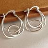 1Pair Sterling Silver Knot Hoop Earrings - Unique Twisted Line Design, Hypoallergenic Korean-Japanese Style, Fashion Jewelry Gifts for Daily Wear