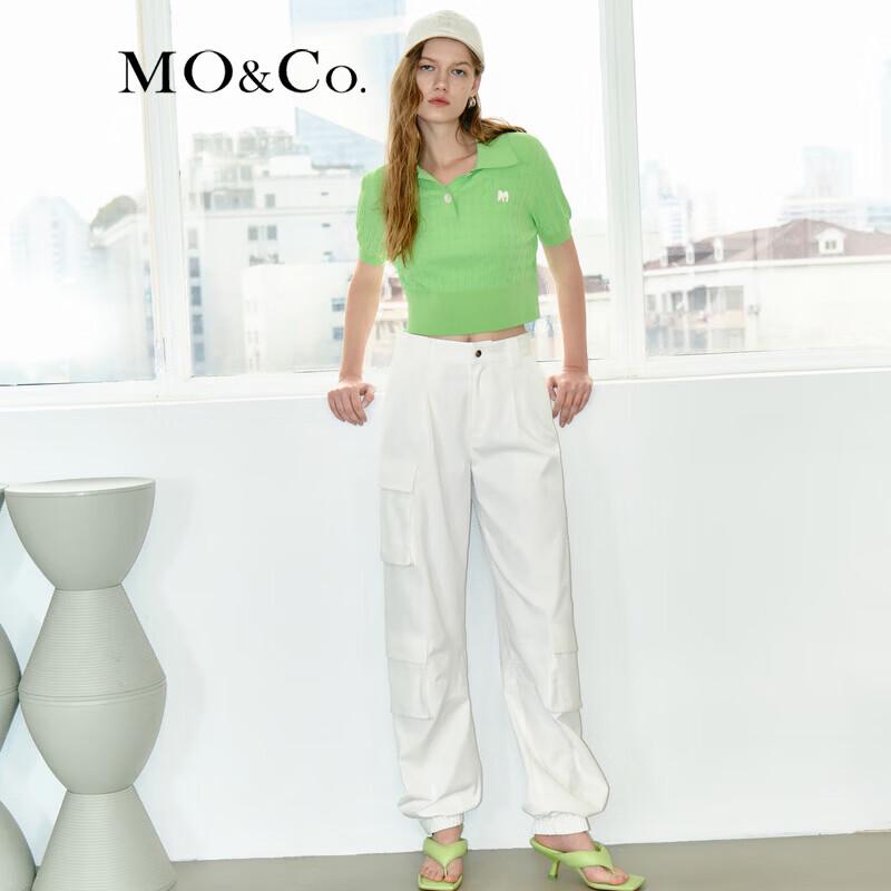 

MO&Co. Vintage Cable Knit Polo Short Sleeve Top S 160}]} blouses.