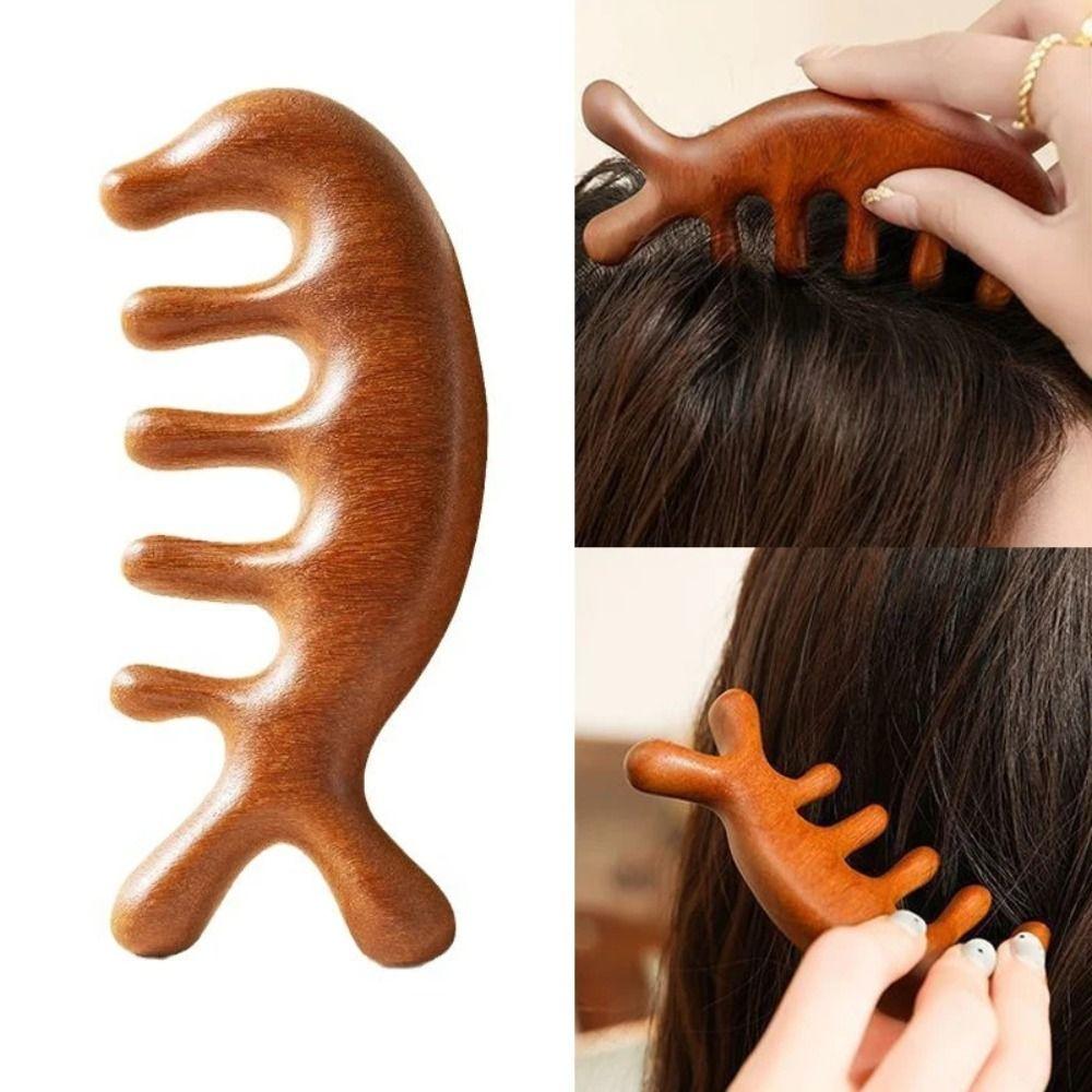 Blood Circulation Meridian Massage Comb Scalp Relax Sandalwood Hair Comb Neck Nose