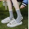 Autumn Women Sports Socks Stripe Fashion Harajuku Hip Hop Female Cotton Sock Unisex Skateboard Street Middle Tube Socks