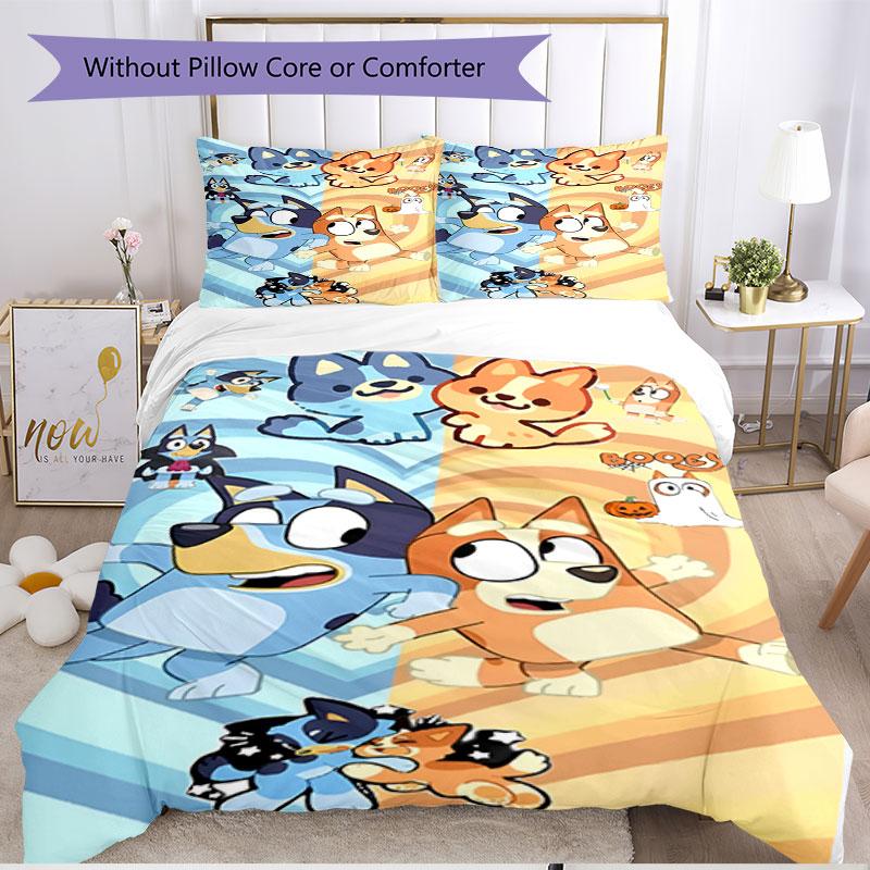 3pcs Duvet Cover Set (1*Duvet Cover + 2*Pillowcase, Without Core), Bluey Print Soft All‑Season Bedding Set, Home Bedroom Decor Gift