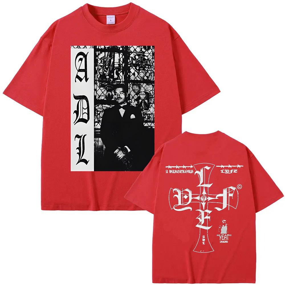

A DANGEROUS LYFE CROSS TEE 2026 New Style Yeat Casual T-Shirt Summer T Shirt Cotton Comfortable Unisex Short Sleeve Tops XXL червоний