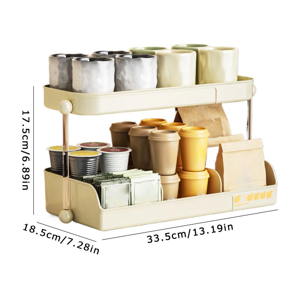 

Coffee Mug Shelf 2 Tier Mug Rack Tea Cup Holder Coffee Cup Rack for Kitchen Office Home Coffee Bar Organizer for Countertop
