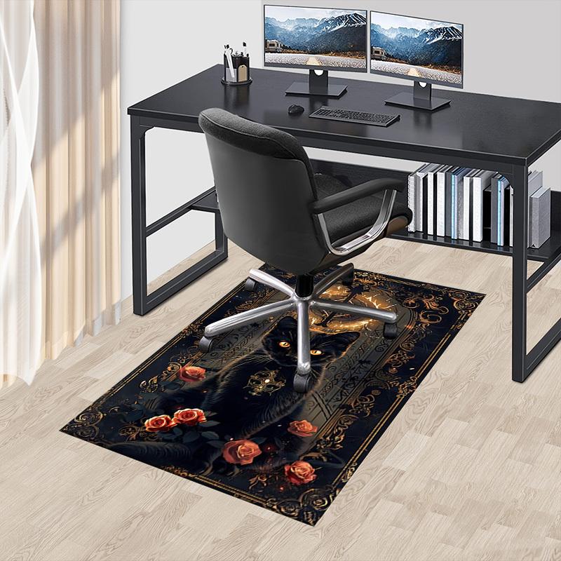 1PC Black cat Flannel Blanket Carpet Ultra Soft, Thick & Absorbent, Non Slip Machine Washable Mat for Entryway