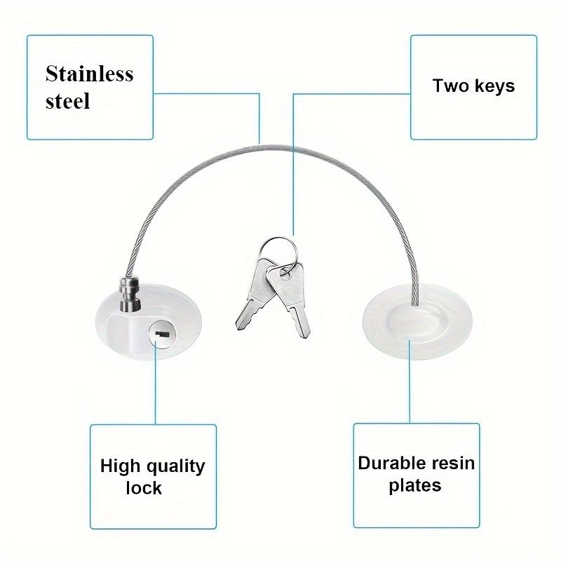 1 Pcs Strong Adhesive Teenager Safety Stainless Steel Refrigerator Lock - 1pc with 2 Keys - Suitable for Cabinet Locks, Freezer Locks and Drawer Locks