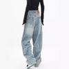 Nuovi Jeans a Gamba Larga Estivi da Donna Design High Street Americano Vita Alta Larga Gamba Dritta Lunghi