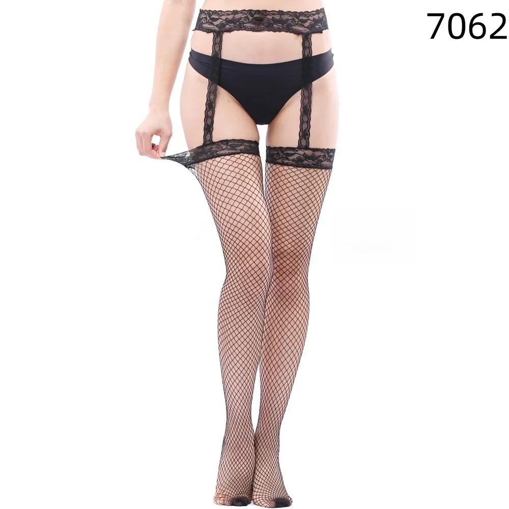 Oversize Womens Black Garters Belt Fishnet Stocking Pantyhose Plus Large Size Female Tight High Leggings Lingerie Tights 5Xxxxxl